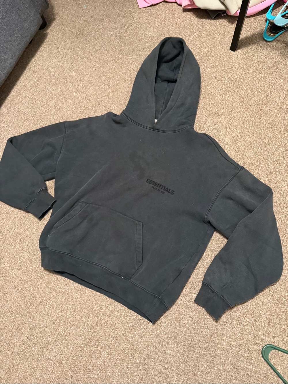 Essentials Black Crewneck Hoodie Pullover